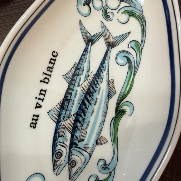 Vintage Porcelaine D'auteuil Ligne Marine oval fish/tapas plates - Picture 3 of 4